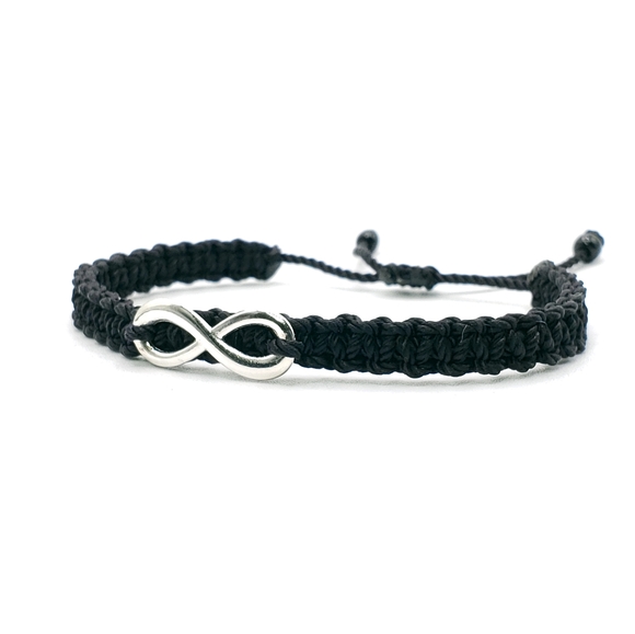 Infinity, bracelet, beautiful black string bracelet, adjustable for man/women - Picture 3 of 4